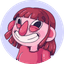 Cartoon avatar of a smiling person with reddish-brown hair against a light purple background.