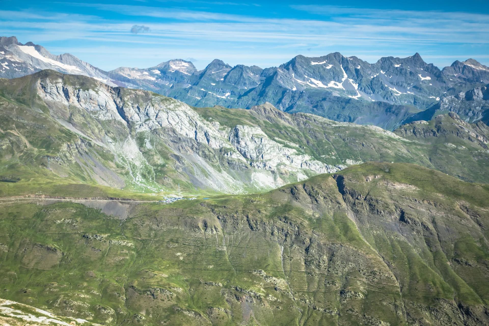 Cirque de Gavarnie, with the Gavarnie falls view from the pass o